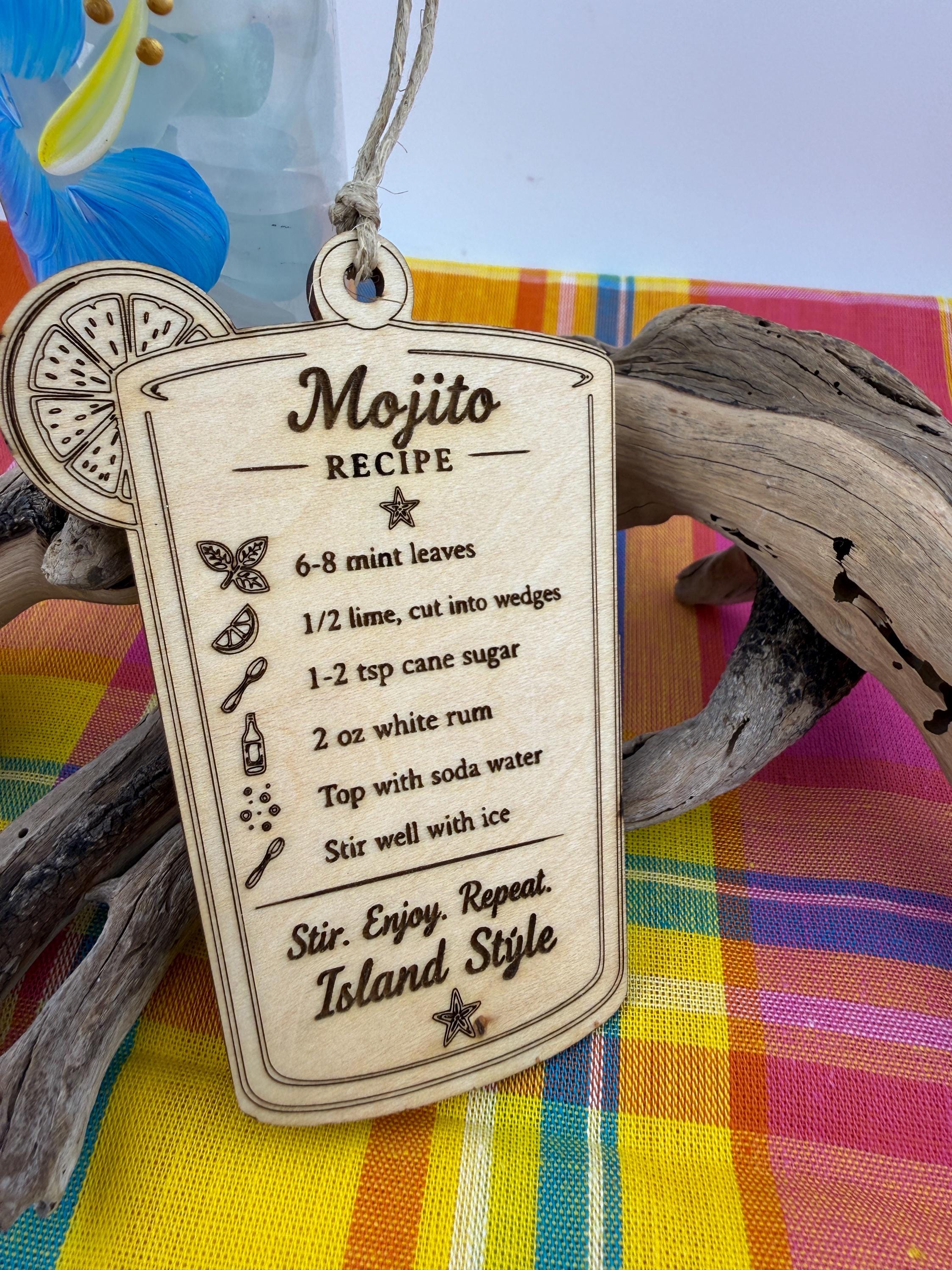 Caribbean Ice Cocktail Ornament Set, Real Sea Glass Christmas Ornaments, Mojito Piña Colada Ti Punch Pain Killer Decor