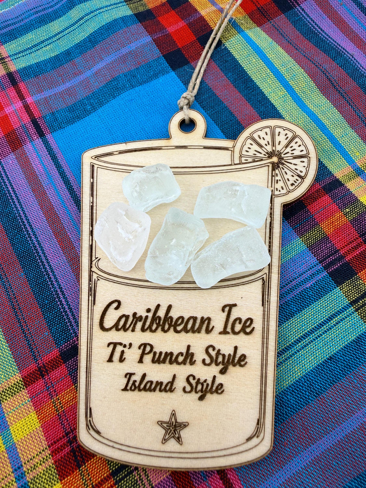 Caribbean Ice Cocktail Ornament Set, Real Sea Glass Christmas Ornaments, Mojito Piña Colada Ti Punch Pain Killer Decor