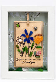 Genuine Sea Glass Friendship Flowers – Handmade Coastal Shadow Box Gift