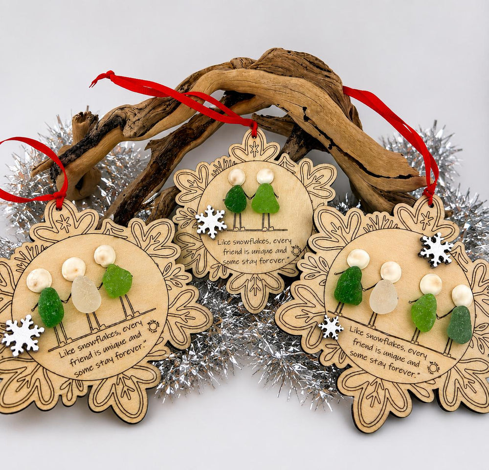 Sea Glass Friendship Ornament, Handmade Christmas Tree Decoration