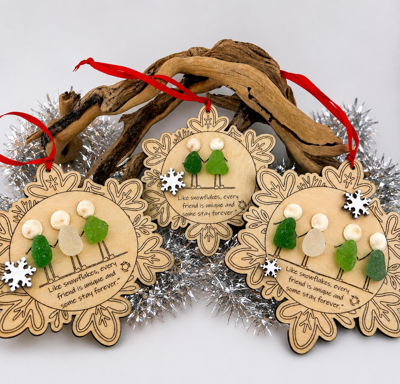 Sea Glass Friendship Ornament, Handmade Christmas Tree Decoration