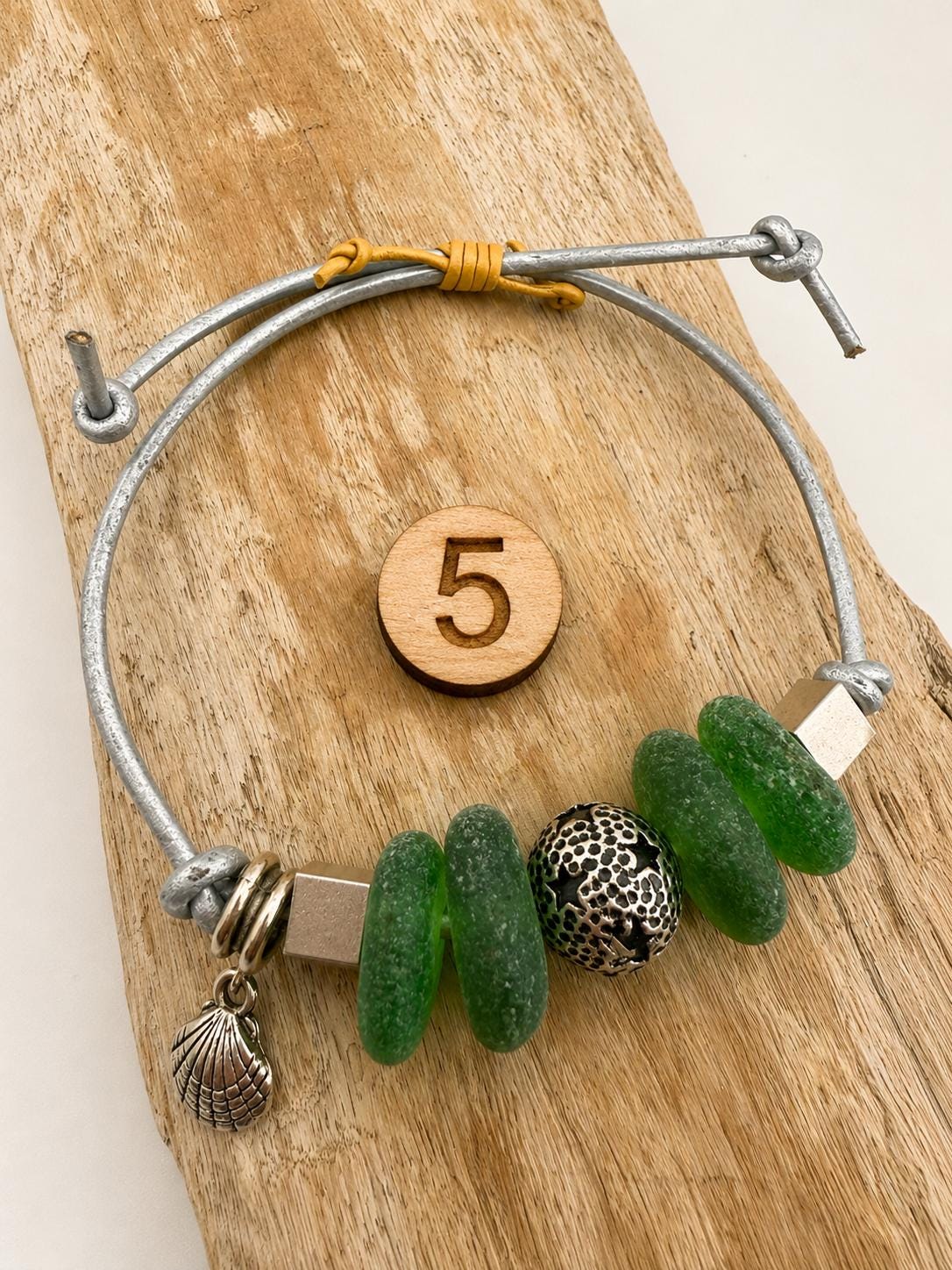 Authentic Caribbean Sea Glass Friendship Bracelet with sea shell charm | Adjustable Beach Glass Jewelry | Coastal Ocean Inspi