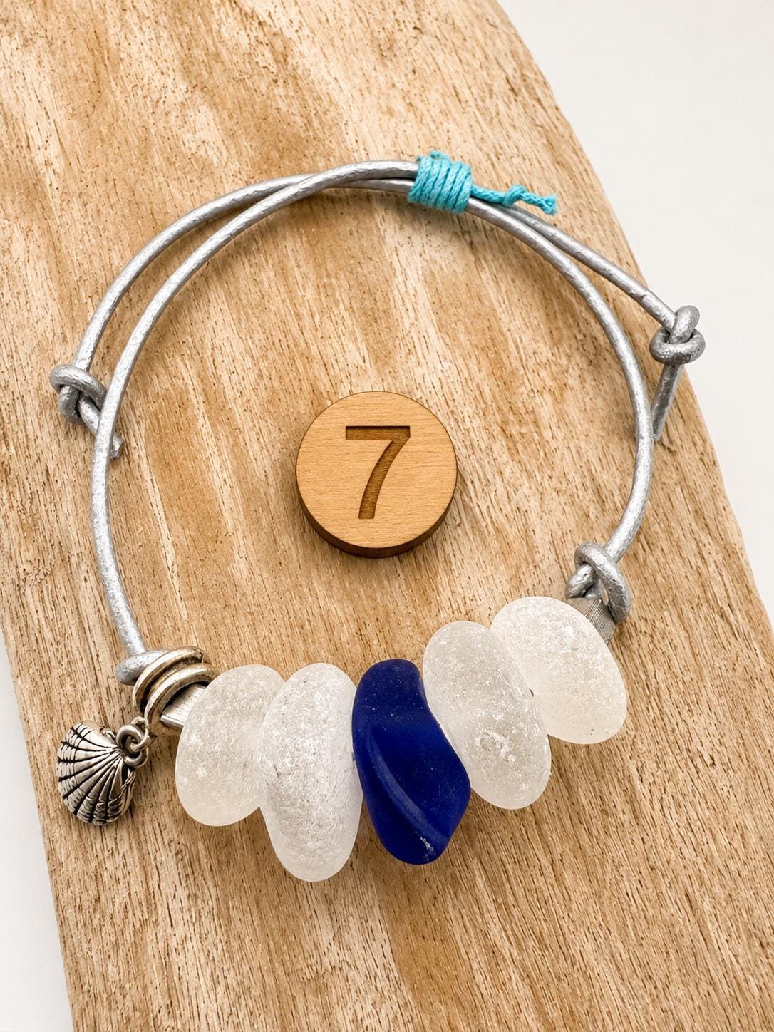 Authentic Caribbean Sea Glass Friendship Bracelet with sea shell charm | Adjustable Beach Glass Jewelry | Coastal Ocean Inspi