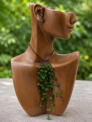 Caribbean Green Sea Glass Goddess Necklace & Earrings Set: Knotted Upcycled Jewelry