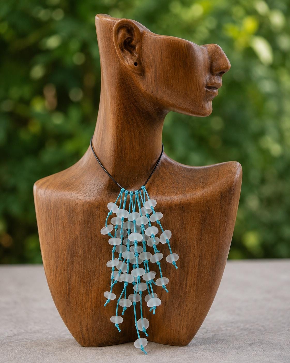 Caribbean Sea Glass Necklace & Earring Set: Knotted Pendant, Upcycled Ocean Jewelry