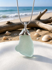 Mermaid Tail Sea Glass Necklace, Authentic Caribbean Sea Glass Pendant, Real Beach Glass Jewelry, Embrace Your Inner Mermaid