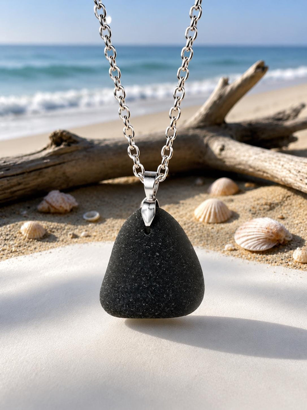 Rare Trio Pirate Sea Glass Necklaces – Authentic Caribbean Sea Glass Pendants, Unisex Stainless Steel Jewelry
