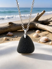 Rare Trio Pirate Sea Glass Necklaces – Authentic Caribbean Sea Glass Pendants, Unisex Stainless Steel Jewelry