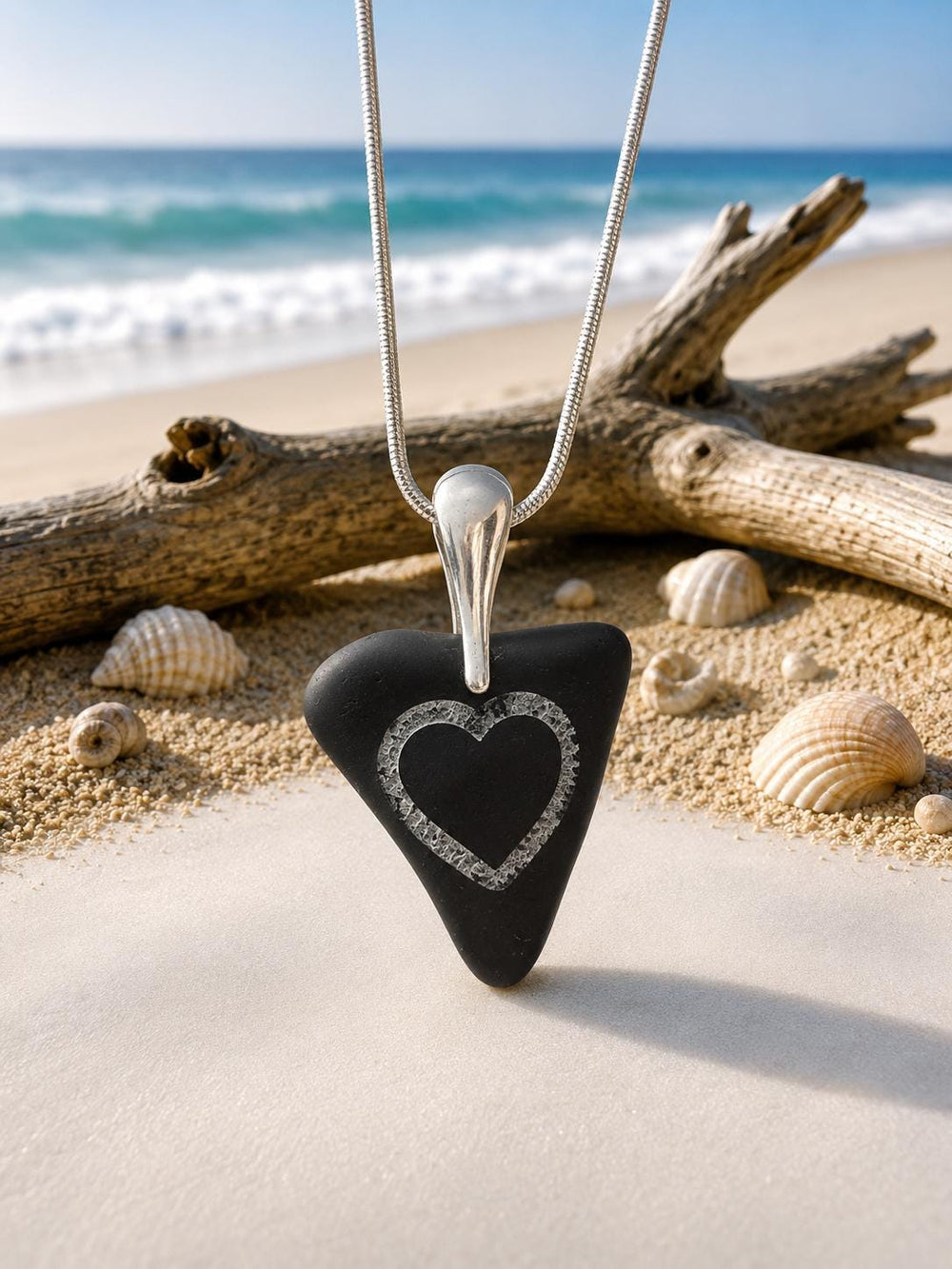 Rare Black Sea Glass Pirate Pendant & Earrings: Caribbean Treasure Gift Set