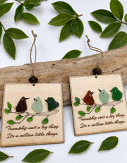 Sea Glass Bird (Christmas) Ornament – Handmade Friendship Gift, Laser Cut Wood, Personalized