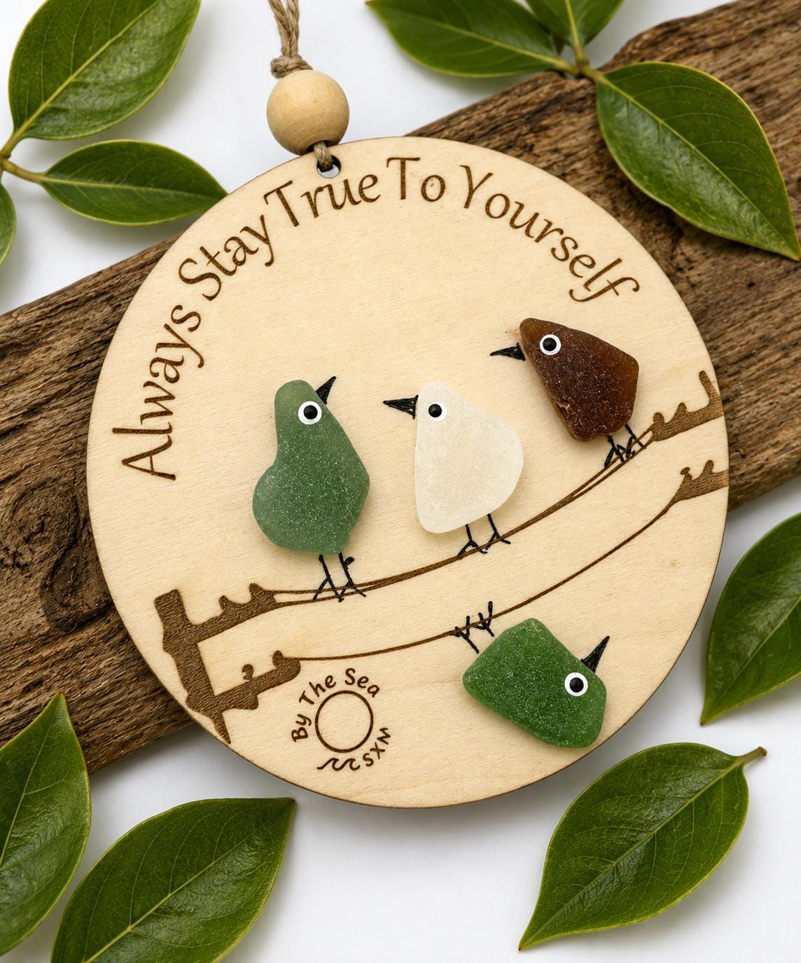 Sea Glass Bird Ornament – Coastal Art, Recycled Glass, Inspirational Gift