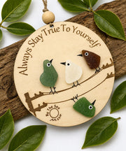 Sea Glass Bird Ornament – Coastal Art, Recycled Glass, Inspirational Gift