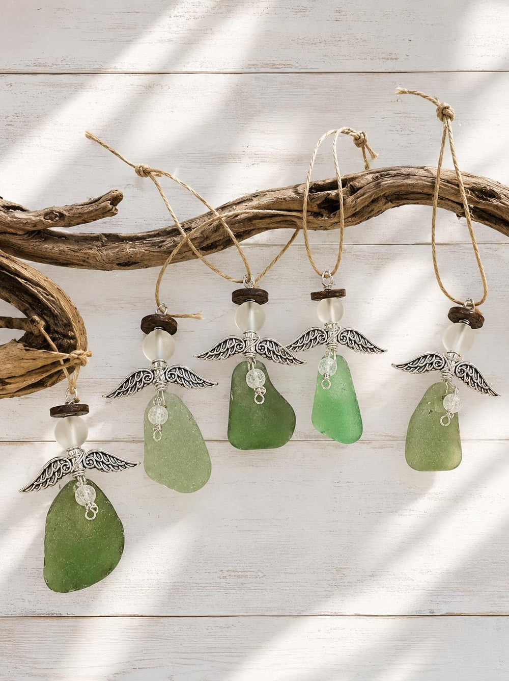 Sea Glass Angel Christmas Ornament:  Coastal Beach Decor