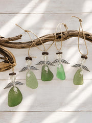 Sea Glass Angel Christmas Ornament:  Coastal Beach Decor