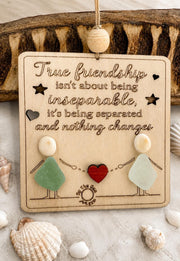 Sea Glass Friendship Plaque: Custom BFF Engraved Keepsake (Christmas) Ornament