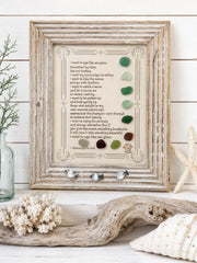 I Want to Age Like Sea Glass Poem | Framed Sea Glass Coastal Art | Inspirational Birthday Gift for Mom, Friend, Sister, Beach