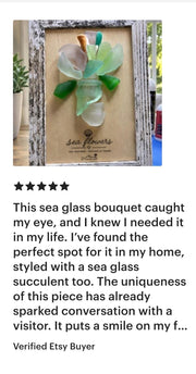 Sea Flowers Sea Glass Art Theraphy, Authentic Caribbean Sea Glass Bouquet, Coastal Beach Decor, Framed or Kit Handmade Sea Gl