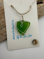 Authentic Caribbean Sea Glass Heart Necklace | Choose Your Heart | Hand Wrapped Sterling Silver Pendant | Beach Glass Jewelry