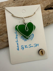 Authentic Caribbean Sea Glass Heart Necklace | Choose Your Heart | Hand Wrapped Sterling Silver Pendant | Beach Glass Jewelry