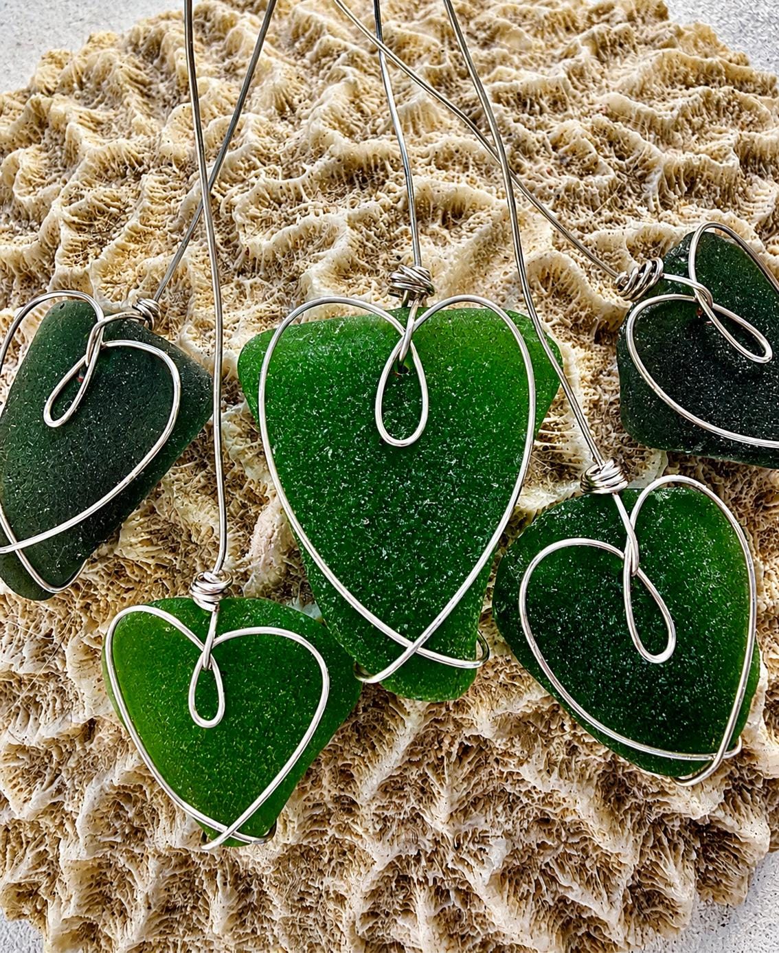 Authentic Caribbean Sea Glass Heart Necklace | Choose Your Heart | Hand Wrapped Sterling Silver Pendant | Beach Glass Jewelry