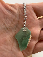 Sea Glass & Stone Pendant Necklace, Authentic Caribbean Sea Glass, Ocean-Worn Treasure, Coastal Jewelry Gift