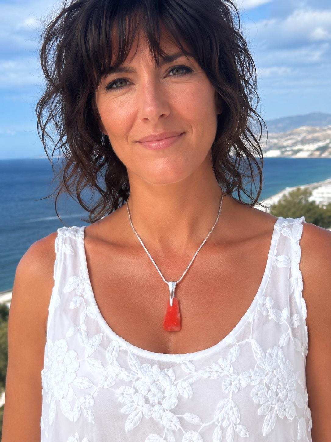 Rare Flashed Red Sea Glass Necklace, Authentic Caribbean Sea Glass Pendant, Saint Martin Beach Glass, Collector Jewelry