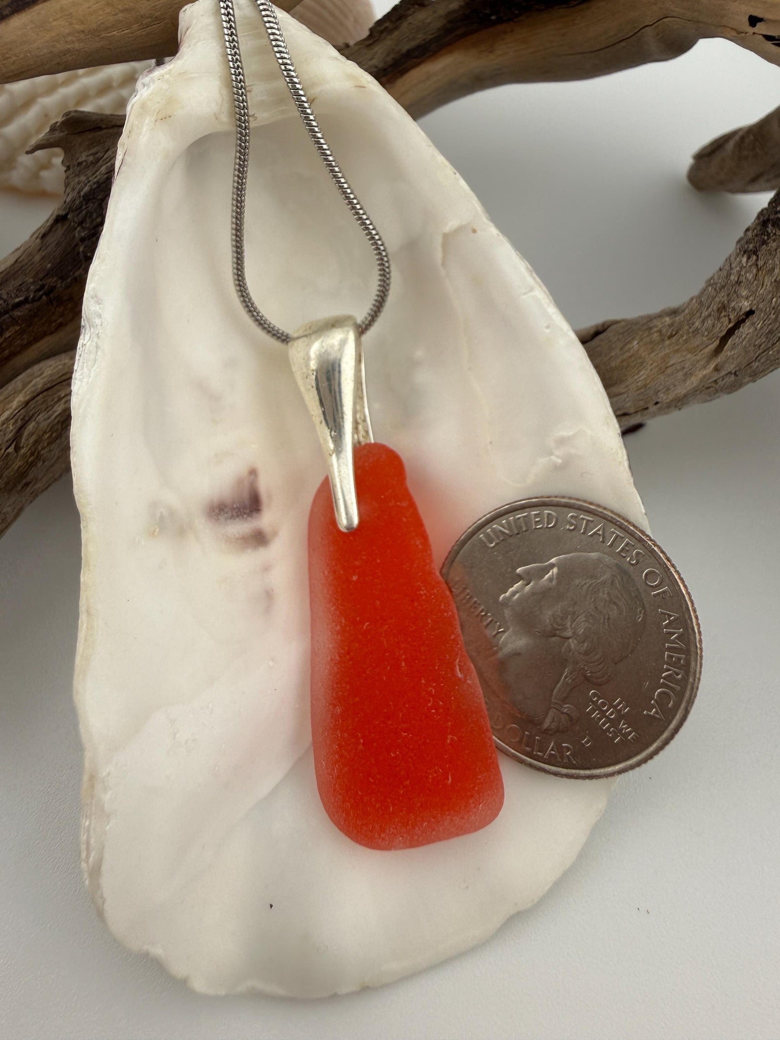 Rare Flashed Red Sea Glass Necklace, Authentic Caribbean Sea Glass Pendant, Saint Martin Beach Glass, Collector Jewelry