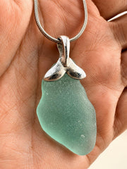 Mermaid Tail Sea Glass Necklace, Authentic Caribbean Sea Glass Pendant, Real Beach Glass Jewelry, Embrace Your Inner Mermaid