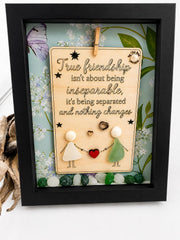 True Friendship Frame – 5x7 Sea Glass Keepsake with Quote, Handmade Personalized Gift for Best Friend, Long Distance or Farew