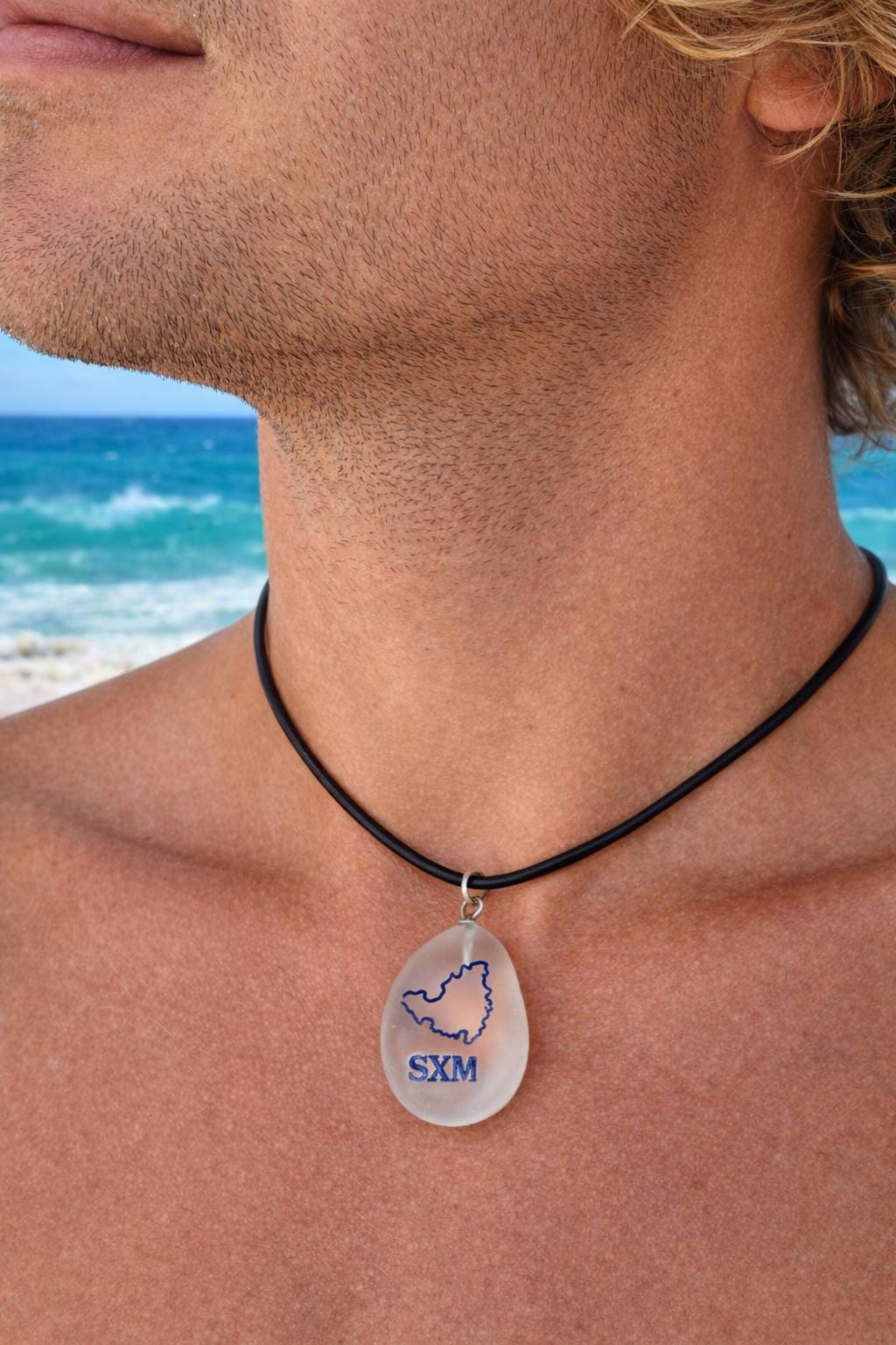 Authentic St Martin Sea Glass Necklace, Key Chain or Bracelet, SXM Island Jewelry, Real Caribbean Sea Glass Souvenir Gift