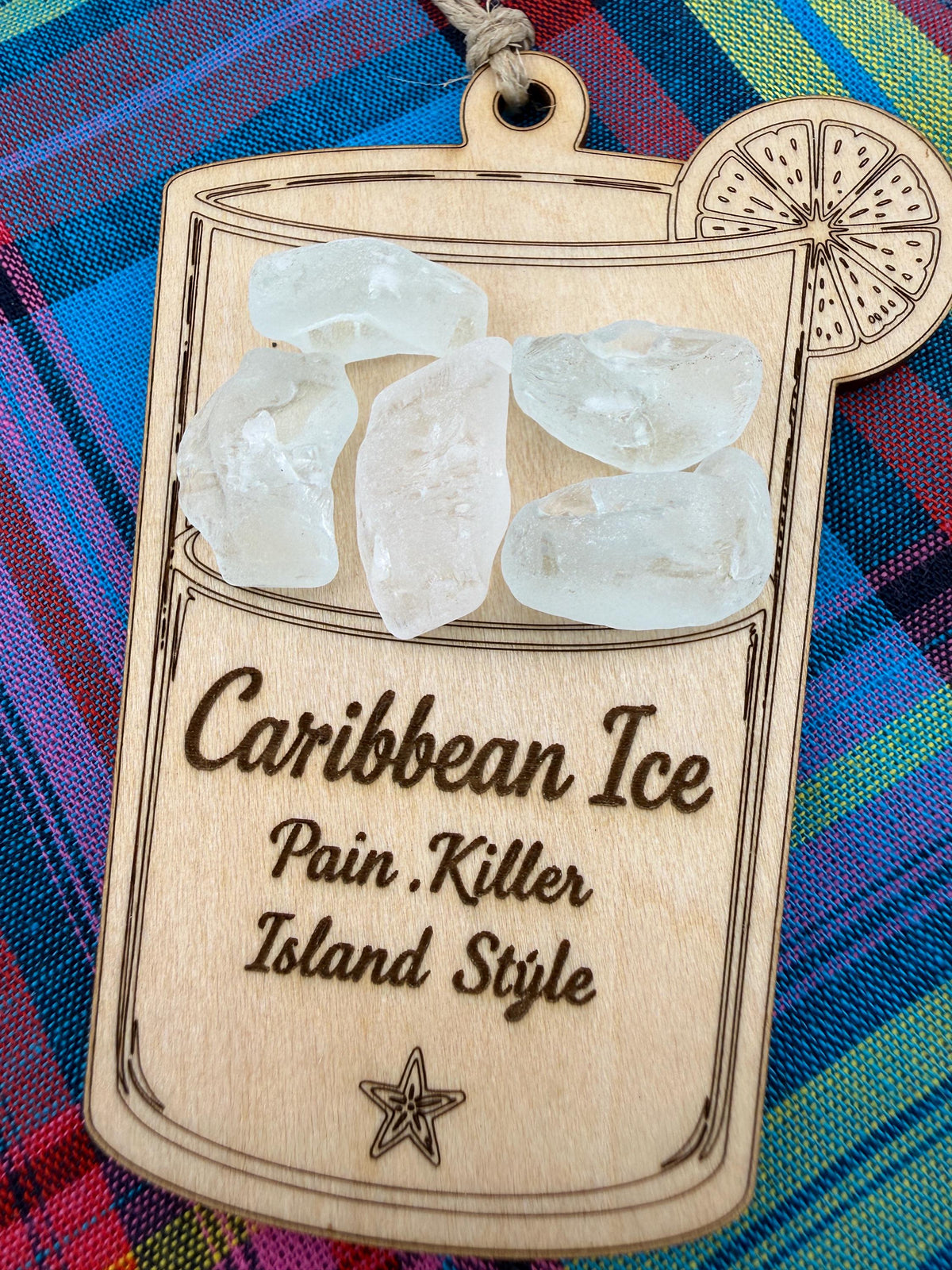 Caribbean Ice Cocktail Ornament Set, Real Sea Glass Christmas Ornaments, Mojito Piña Colada Ti Punch Pain Killer Decor