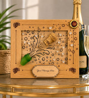 Personalized Champagne Cork Frame, Caribbean Sea Glass, Wedding Gift