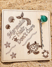 Sea Glass Mermaid Hairpin: Beach Wedding Barrette - Caribbean friend, BFF Gift