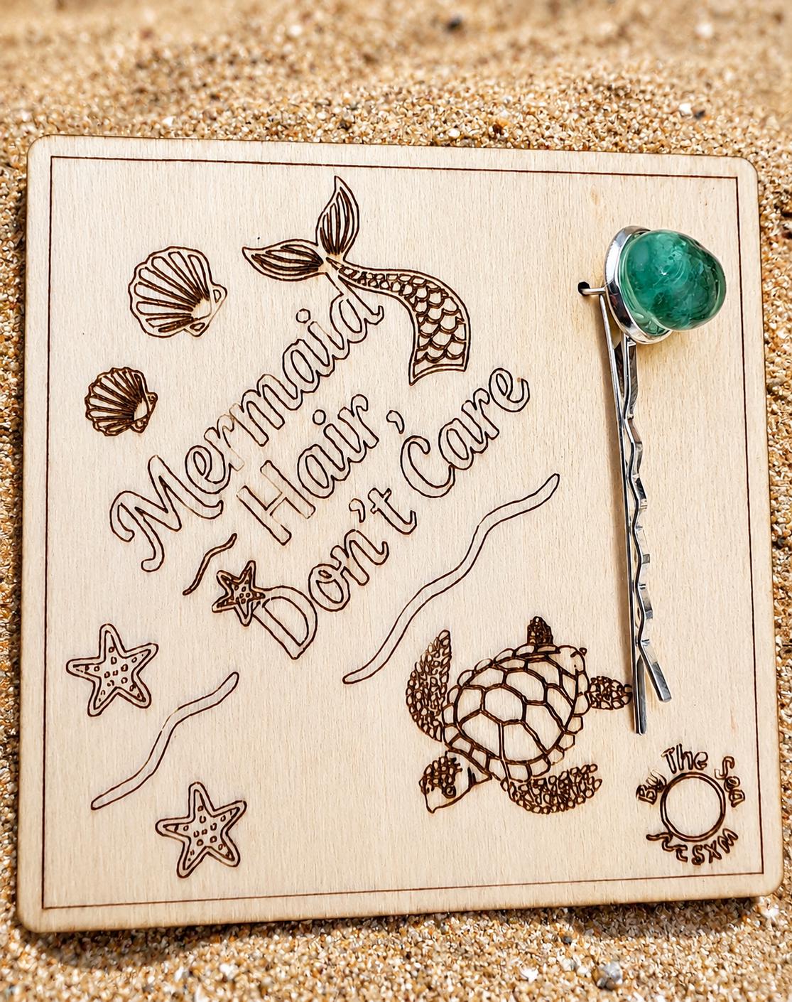 Sea Glass Mermaid Hairpin: Beach Wedding Barrette - Caribbean friend, BFF Gift