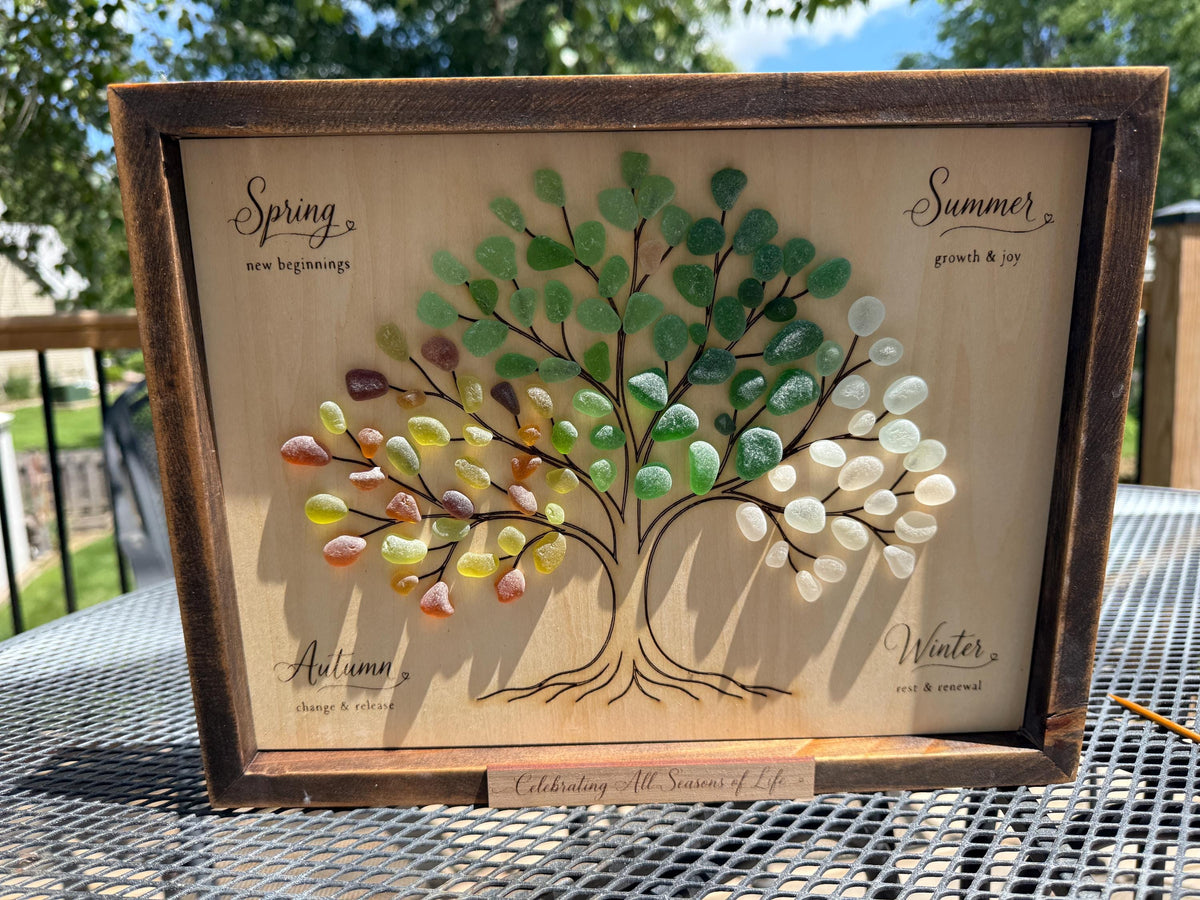 Celebrating All Seasons of Life | Sea Glass Tree of Life | Retirement, Birthday, Anniversary, Memorial & Milestone Gift