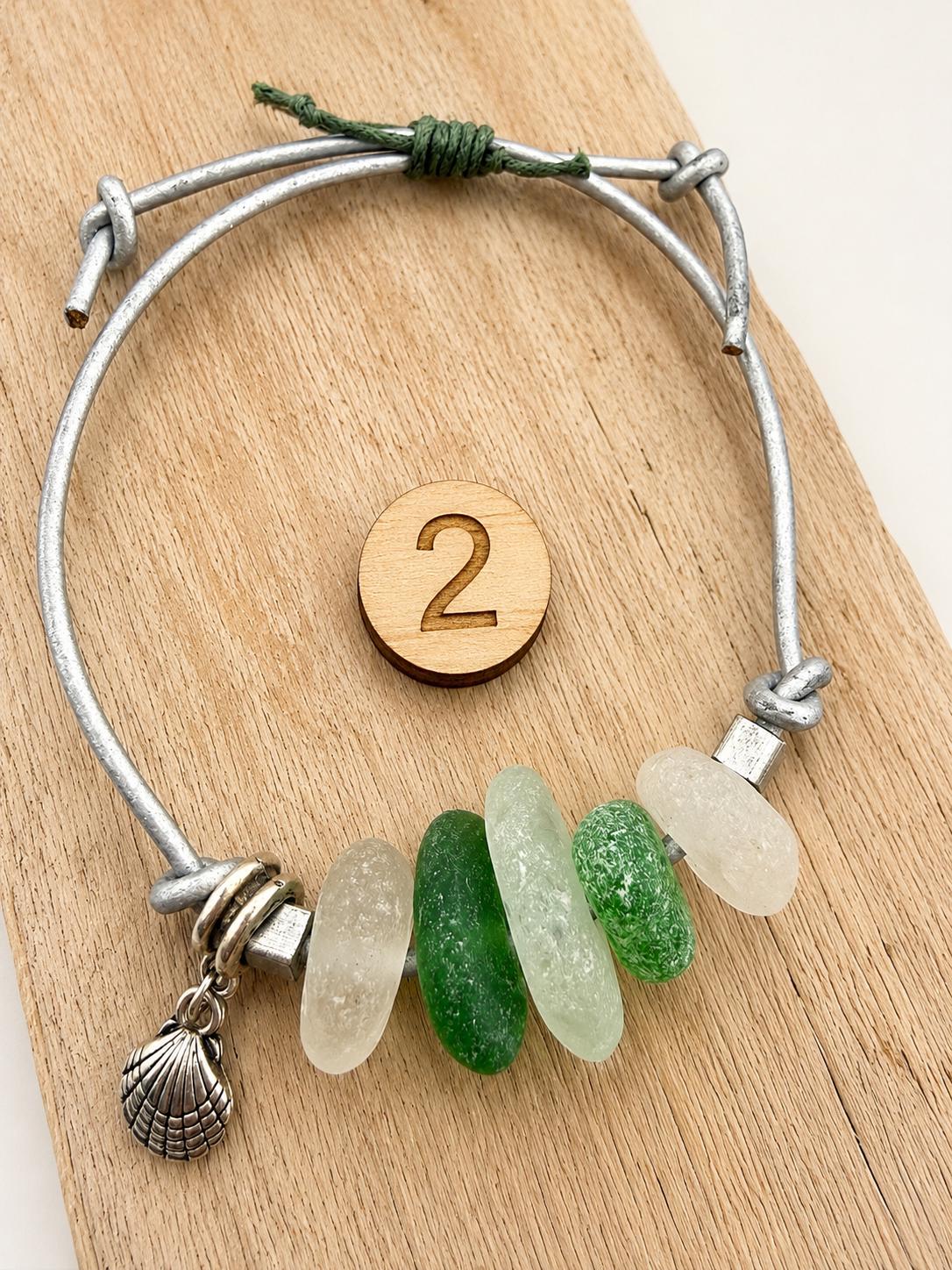 Authentic Caribbean Sea Glass Friendship Bracelet with sea shell charm | Adjustable Beach Glass Jewelry | Coastal Ocean Inspi