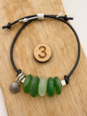 Authentic Caribbean Sea Glass Friendship Bracelet with sea shell charm | Adjustable Beach Glass Jewelry | Coastal Ocean Inspi