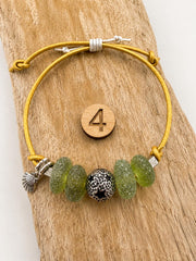 Authentic Caribbean Sea Glass Friendship Bracelet with sea shell charm | Adjustable Beach Glass Jewelry | Coastal Ocean Inspi