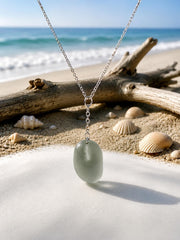 Caribbean Smoke Sea Glass Necklace: Rare Beach Glass Pendant