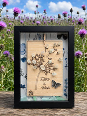 Sea Glass Art: Dandelion « Make a Wish », Butterfly - Framed Personalized Unique Friendship Birthday Gift