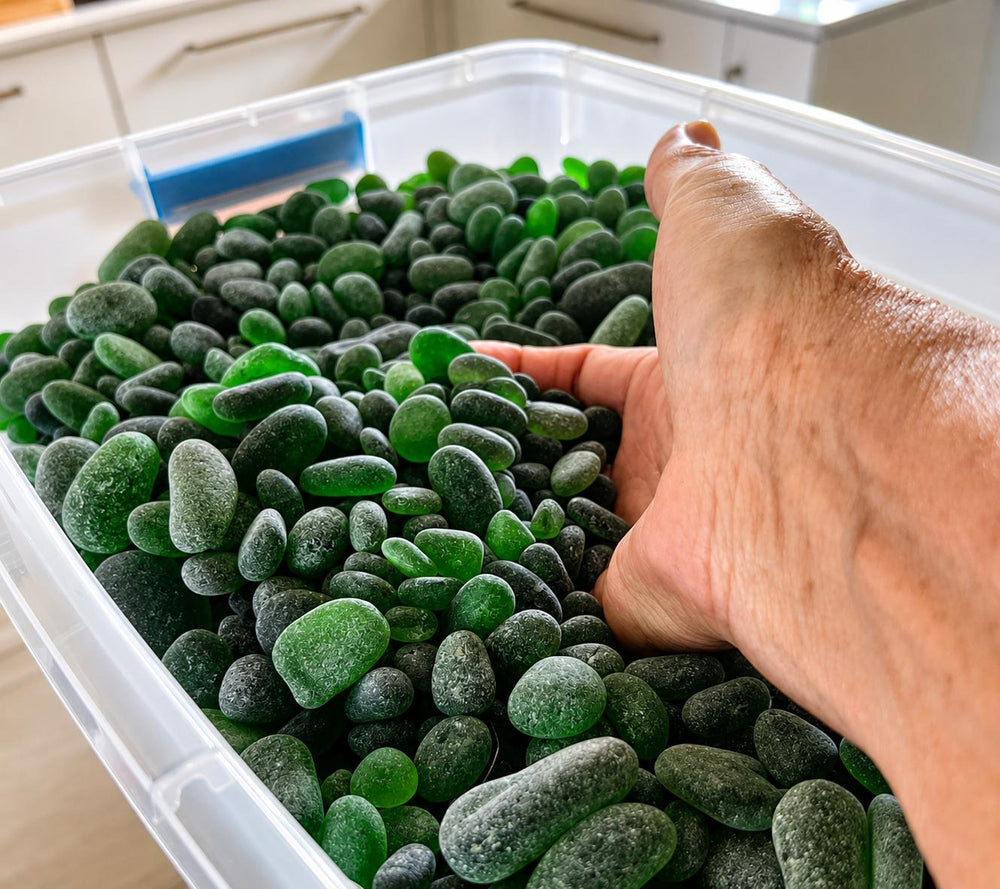 Authentic Caribbean Sea Glass Lots | Green or White Sea Glass | Hand Collected in Saint Martin | Naturally Frosted Beach Glas