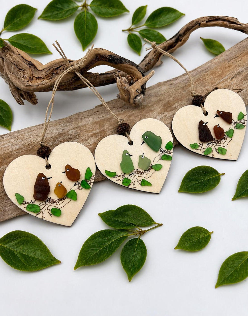 Sea Glass Bird Family Ornament, Baby's First Christmas Keepsake, New Baby Gift, Welcome to the World Little One