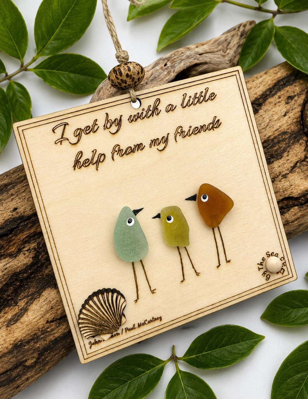 Personalized Sea Glass Bird Ornament – Engraved Friendship (Christmas) Gift