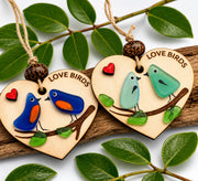 Sea Glass Love Birds Ornament – Handmade Coastal Wedding or Christmas Gift