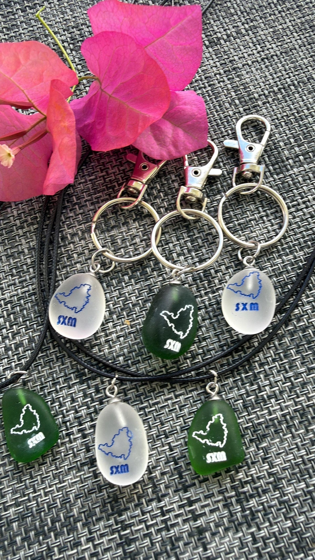 Authentic St Martin Sea Glass Necklace, Key Chain or Bracelet, SXM Island Jewelry, Real Caribbean Sea Glass Souvenir Gift