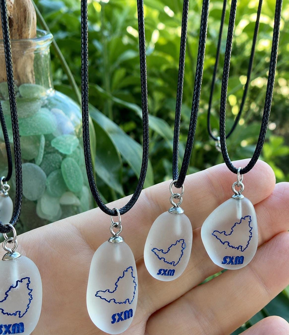 Authentic St Martin Sea Glass Necklace, Key Chain or Bracelet, SXM Island Jewelry, Real Caribbean Sea Glass Souvenir Gift