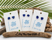 Cobalt Blue Sea Glass Stud Earrings – Caribbean Stainless Steel Posts