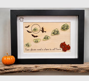 Halloween Sea Glass Ghost Decor, Glow in the Dark Ghost Shadow Box, Spooky Coastal Halloween Decor, Sea Glass Art