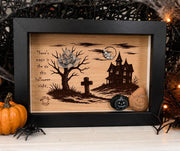 Halloween Haunted House Decor, Sea Glass Ghost Wall Art, Spooky Shadow Box, Coastal Halloween Decor, Handmade Sea Glass Art
