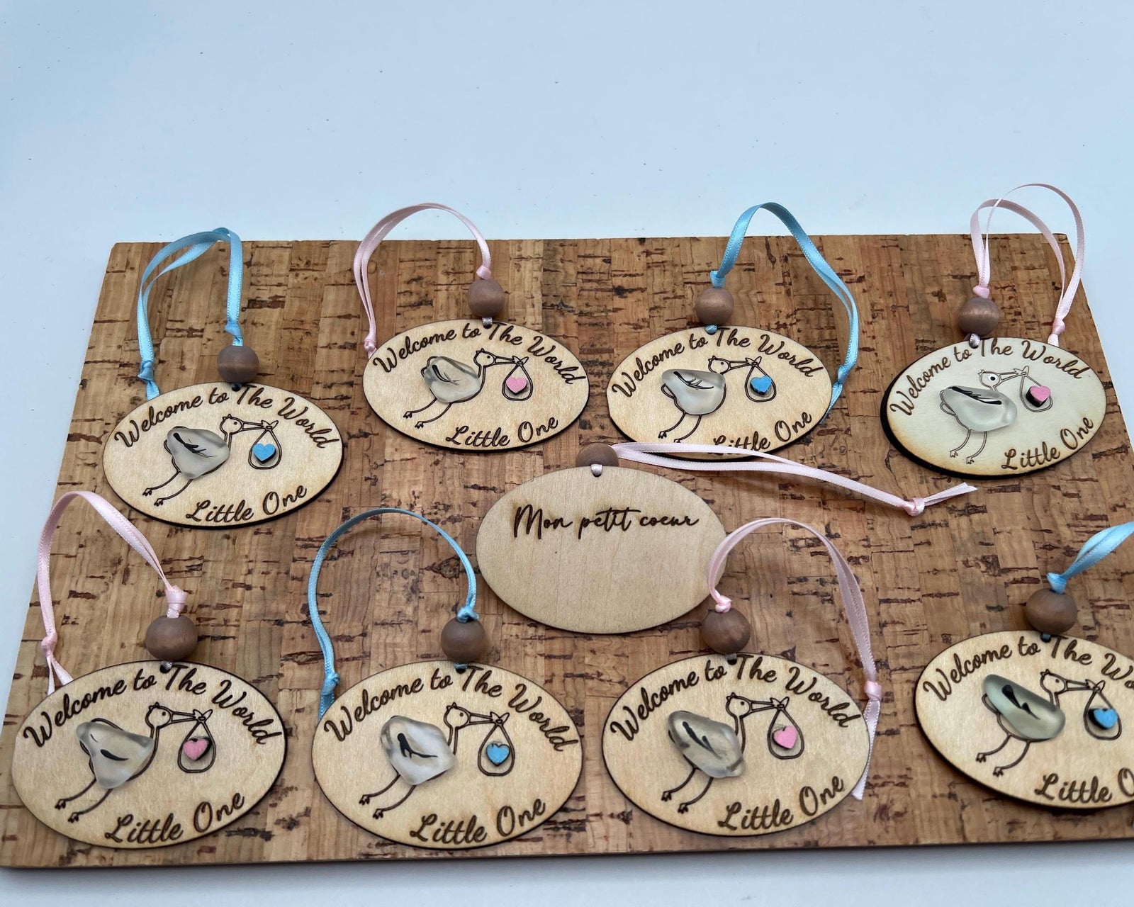 Sea Glass Baby Ornament, Wooden Welcome to the World Gift, Baby’s Shower Keepsake, Baby’s first Christmas